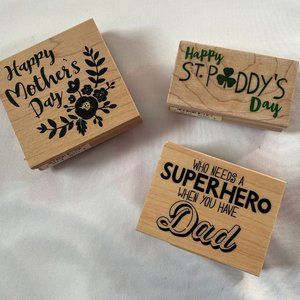 INKADINKADO -  lot of 3 new rubber stamps celebrate Mom, Dad & St Patrick's Day